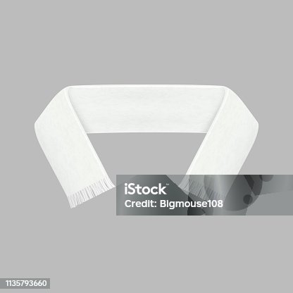 istock Realistic Detailed 3d Football White Blank Fan Scarf. Vector 1135793660
