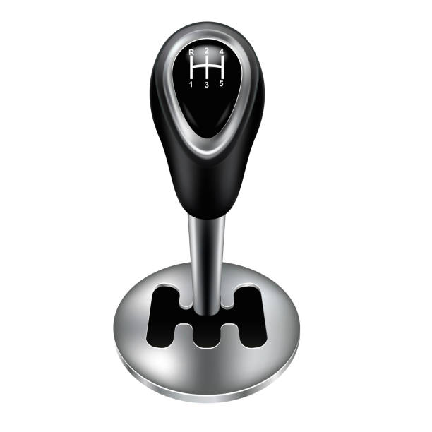 Realistic Detailed 3d Gearshift Lever. Vector Realistic Detailed 3d Gearshift Lever Isolated on a White Background Mechanic Car Transmission. Vector illustration of Gear Stick shift knob stock illustrations