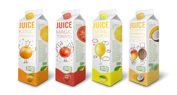 Realistic Detailed 3d Juice Pack Set. Vector vector art illustration