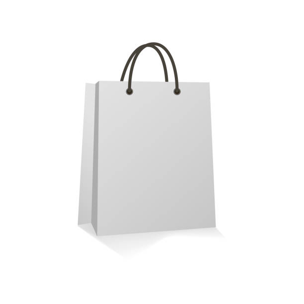 シャドウと買い物のための現実的な空バッグ。ベクトルの図。 - 紙袋　白点のイラスト素材／クリップアート素材／マンガ素材／アイコン素材