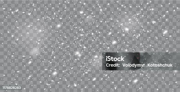 istock Realistic falling snow or snowflakes. Isolated on transparent background - stock vector. 1178828283