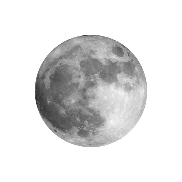 ilustrações de stock, clip art, desenhos animados e ícones de realistic full moon - moon b&w