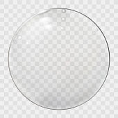 Realistic glass sphere. Transparent ball, realistic bubble. Vector.