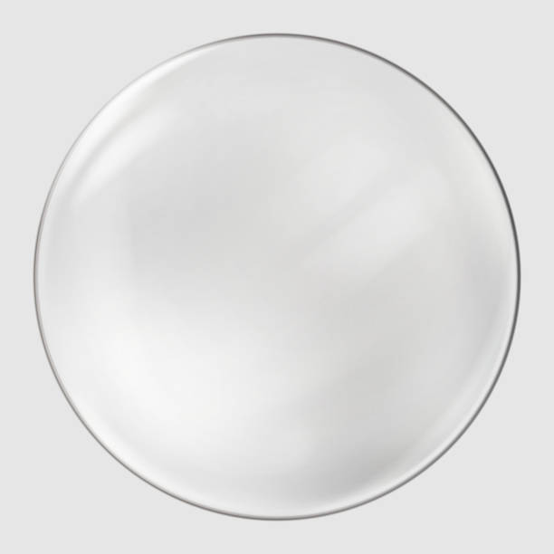 реалистичная стеклянная сфера. прозрачный шар, реалистичный пузырь - lens stock illustrations