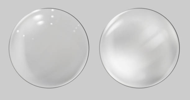 реалистичная стеклянная сфера. прозрачный шар, реалистичный пузырь - lens stock illustrations