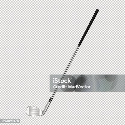 istock Realistic icon of classic golf club isolated on transparent background. Design template closeup in vector 693091478