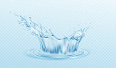 Realistic illustration Water crown splash isolated on transparent background. Real transparent water effect. Vector illustration EPS10