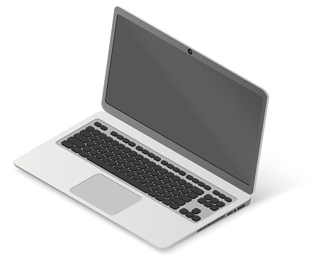 Realistic isometric image of the laptop