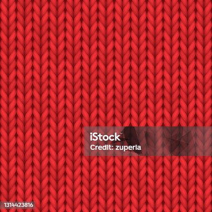 istock Realistic knit texture, knitted seamless pattern or red wool knitwear ornament 1314423816