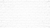 istock Realistic light white brick wall background. Distressed overlay texture of old brickwork, grunge abstract halftone pattern. Texture for template, layout, poster, fabric and different print production. 1181393673