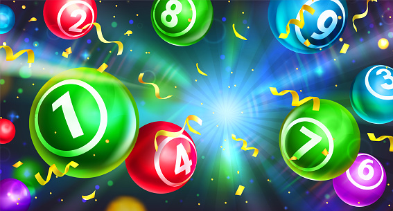 Realistic lotto falling colourful balls with numbers