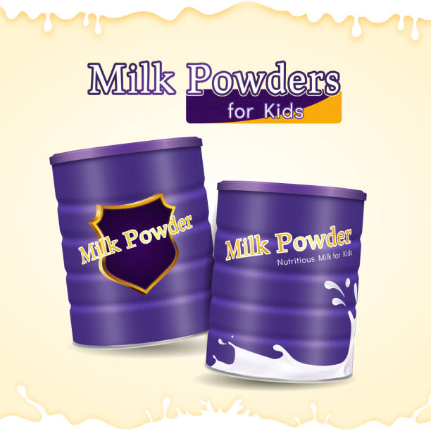 Realistic Milk Powders for Kids Realistic Milk Powders for Kids, Vector Illustration baby formula stock illustrations