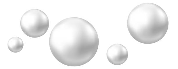 Realistic natural pearl isolated on white background. Realistic natural pearl. Jewel gems. Shiny silver ball isolated on white background. Vector jewelry sphere. sphere stock illustrations