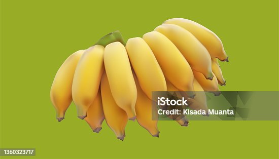 istock realistic one group yellow ripe banana fruit invert side vide. vector illustration eps10 1360323717