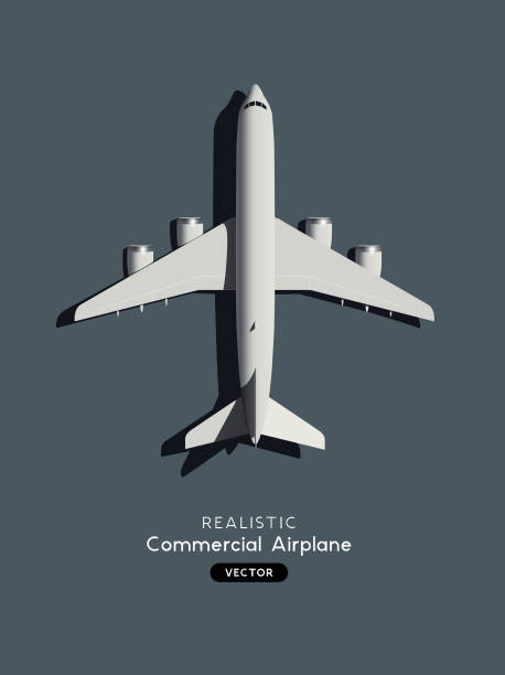 Realistic Passenger Airplane Vector Realistic model of a large passenger commercial airplane. Vector illustration. aerial view stock illustrations