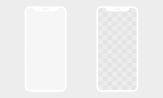 Realistic phone mockup, clay mobile set concept with shadow isolated. White smartphones in different angles view with blank screen, 3d vector illustration mocku up for app design presentation.