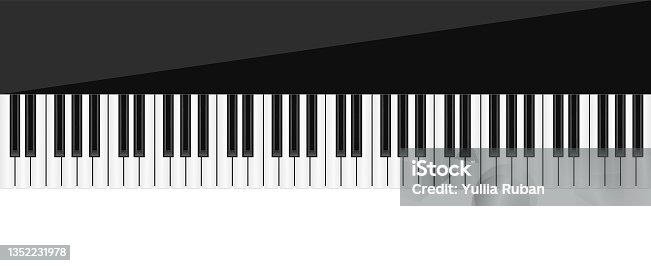 istock Realistic piano keyboard isolated on the white background. Vector illustration, top view 1352231978