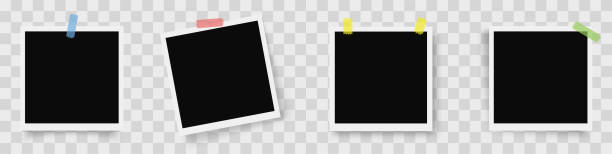 フォトフレームの現実的なセット。透明な背景に影を付けたフォトフレーム - ストックベクトル。 - 写真撮影点のイラスト素材／クリップアート素材／マンガ素材／アイコン素材