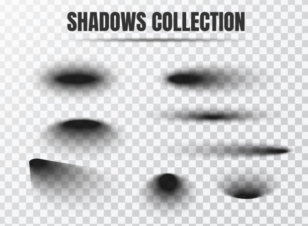 illustrazioni stock, clip art, cartoni animati e icone di tendenza di set di vettori dell'effetto ombra realistico componenti separati su uno sfondo trasparente - shadow