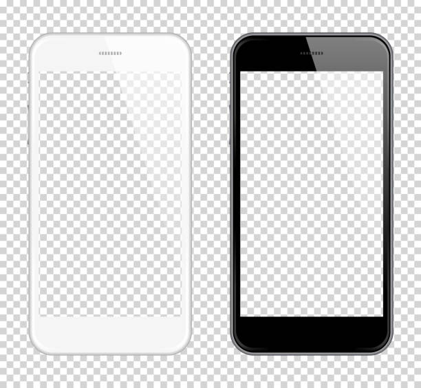 realistische senkneue smartphones vector mock up. vollständig re-size-able - smartphone freisteller stock-grafiken, -clipart, -cartoons und -symbole
