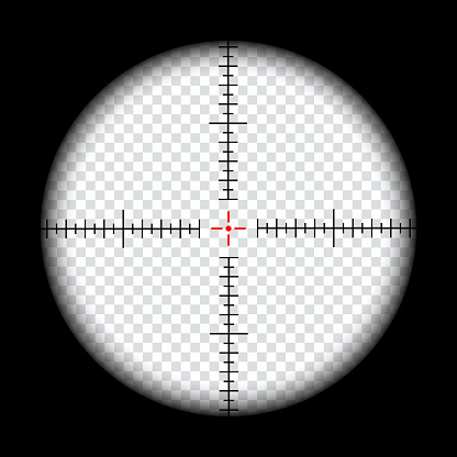 realistic sniper scope crosshairs view. sniper sight with measurement marks. sniper scope template isolated on transparent background. rifle optical sight.