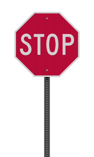Realistic Stop road sign Realistic vector illustration of the red Stop road sign with reflective effect stop sign stock illustrations