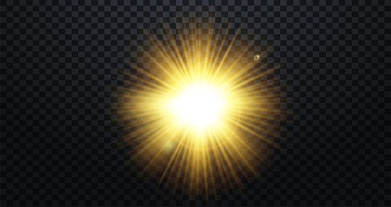 Realistic Sun Rays Light Effect Warm Orange Flare Effect Sunshine