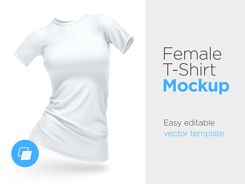 Download Realistic Template Blank White Woman Tshirt Cotton ...