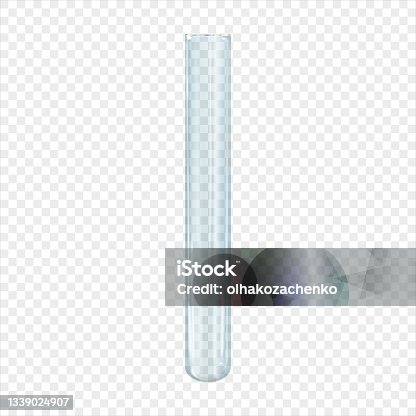 istock Realistic test tube isolated. 3d vector illustration transparent empty clear laboratory glass 1339024907
