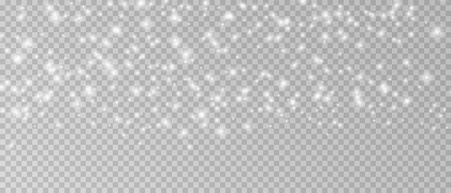 Realistic Vector Falling Snow Fall Overlay Png Shining Snowflakes