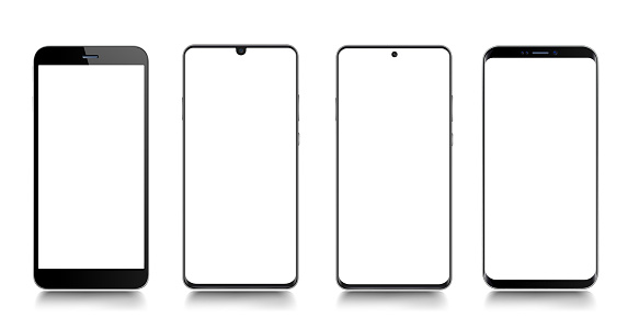 Realistic Vector Mockup Smartphone with Blank Screen. Mobile Phone Template. Copy Space