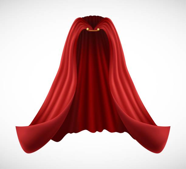 realistic vector red cape, isolated on white background. 3d realistic vector red cape, isolated on white background. flowing cape stock illustrations