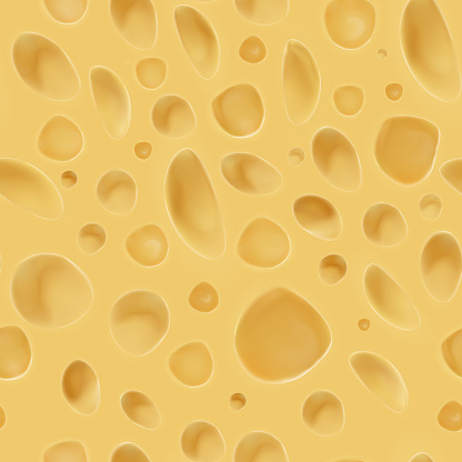Realistic vector seamless cheese pattern.Vector texture of sliced cheese in realistic style.Preparation for the design of cheese products.