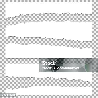 istock Realistic vector torn paper with ripped edges with space for your text. 909445986