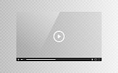 istock Realistic Video player glass screen isolated on transparent background. Vector illustration 1203585989