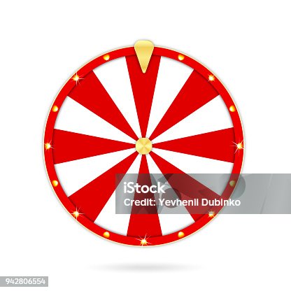 istock Realistic wheel of fortune isolated on white background. Gambling roulette and fortune wheel concept, casino prize and luck 942806554