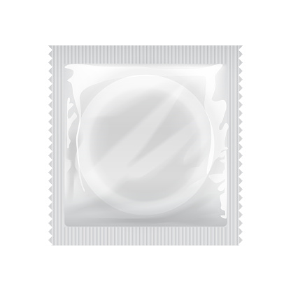 Realistic White Blank template Packaging with a condom for your design and logo. Vector Mock Up illustration