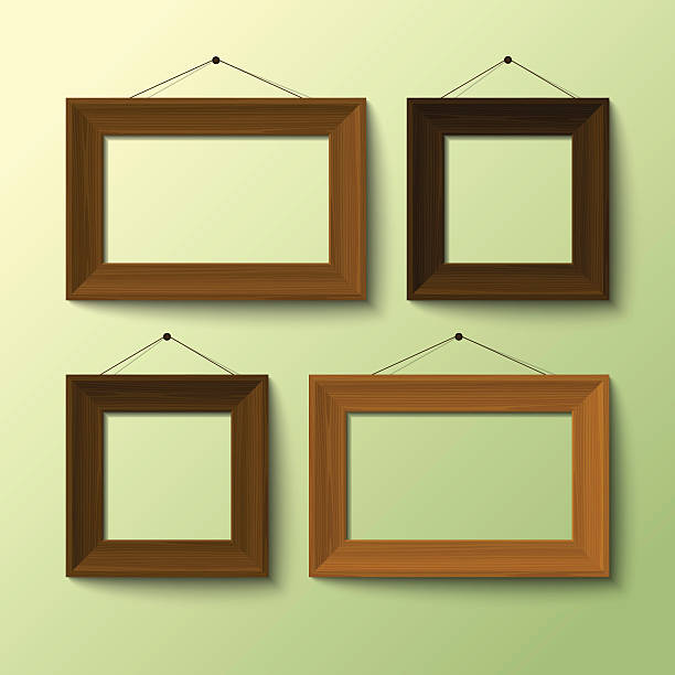 realistic wooden frames for objects 10 eps version part of photos stock illustrations