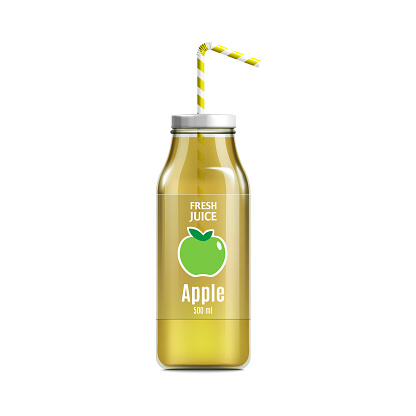 Download Square Apple Juice Bottle Front View Potoshop