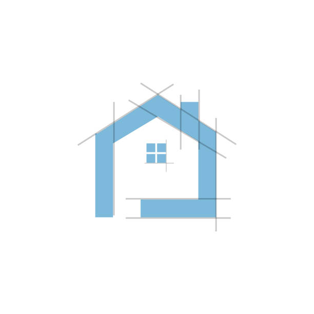 Realty architecture logo Realty architecture grid line house vector logo chess borders stock illustrations