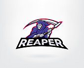Grim reaper esport gaming mascot logo template. Angel of death esport gaming mascot logo template. Vector illustration