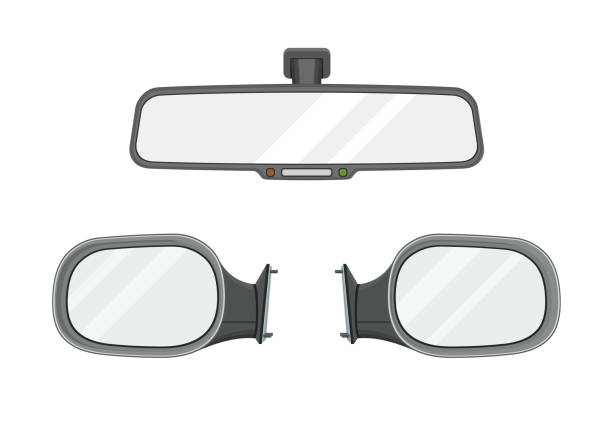 Rear view mirrors. Realistic set. Mirrors. Vector illustration. truck borders stock illustrations
