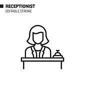 istock Receptionist Line Icon, Outline Vector Symbol Illustration. Pixel Perfect, Editable Stroke. 1192151392