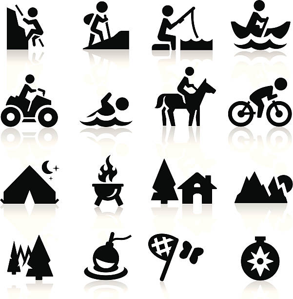 Recreation icons simplified but well drawn Icons, smooth corners no hard edges unless it’s required,  cycling symbols stock illustrations