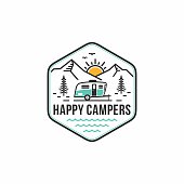 istock recreational vehicle or adventure and camper trailer icon template, travel and leisure vector design. 1328374662