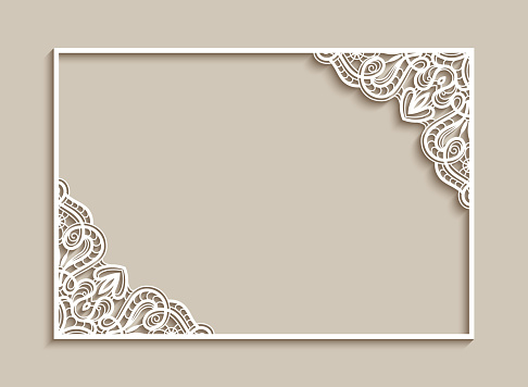 Rectangle frame with lace corner pattern