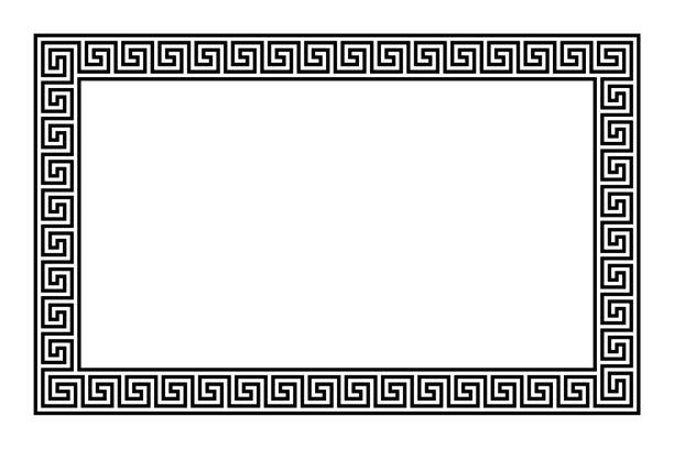 Rectangle frame with seamless meander pattern Rectangle frame with seamless meander pattern. Meandros, a decorative border, constructed from continuous lines, shaped into a repeated motif. Greek fret or Greek key. Illustration over white. Vector. maze borders stock illustrations