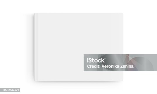 istock Rectangular book cover mockup isolated on white background - top view 1168756321
