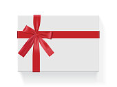 rectangular white box with a red bow Vector