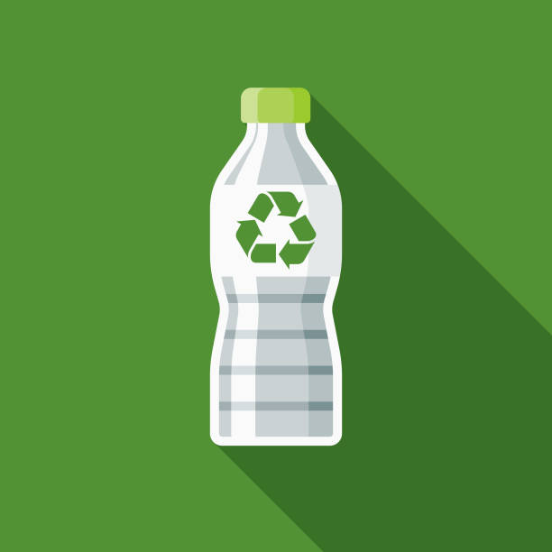 stockillustraties, clipart, cartoons en iconen met recycleerbaar fles platte ontwerp milieu pictogram - gerecycled materiaal